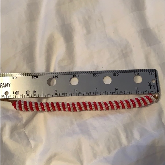 Tory Burch Red And White Striped Bracelet - Picture 4 of 4